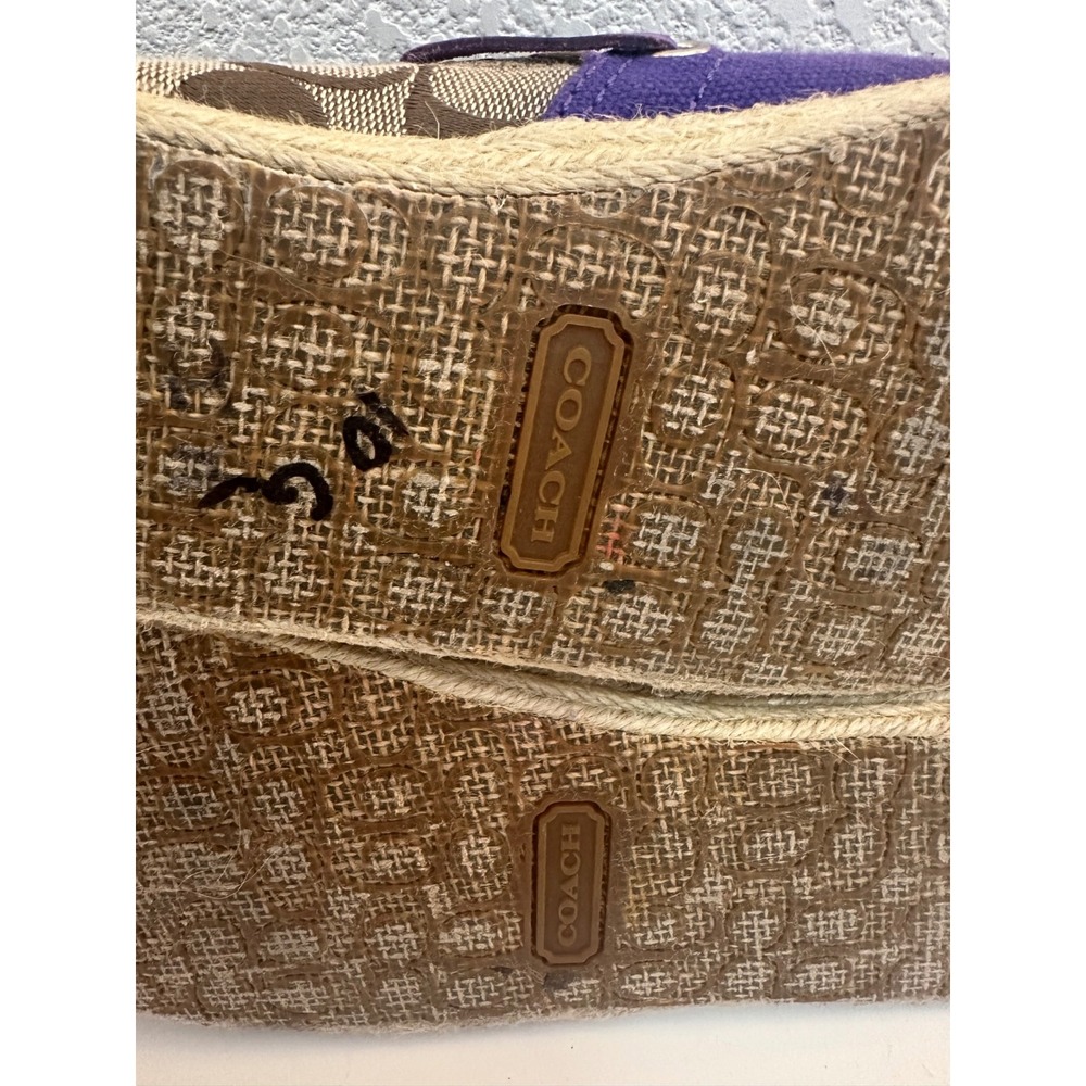 Coach Espadrille Flats Women Purple Brown Monogram Canvas Slip On Shoes Size 7 - Picture 8 of 9